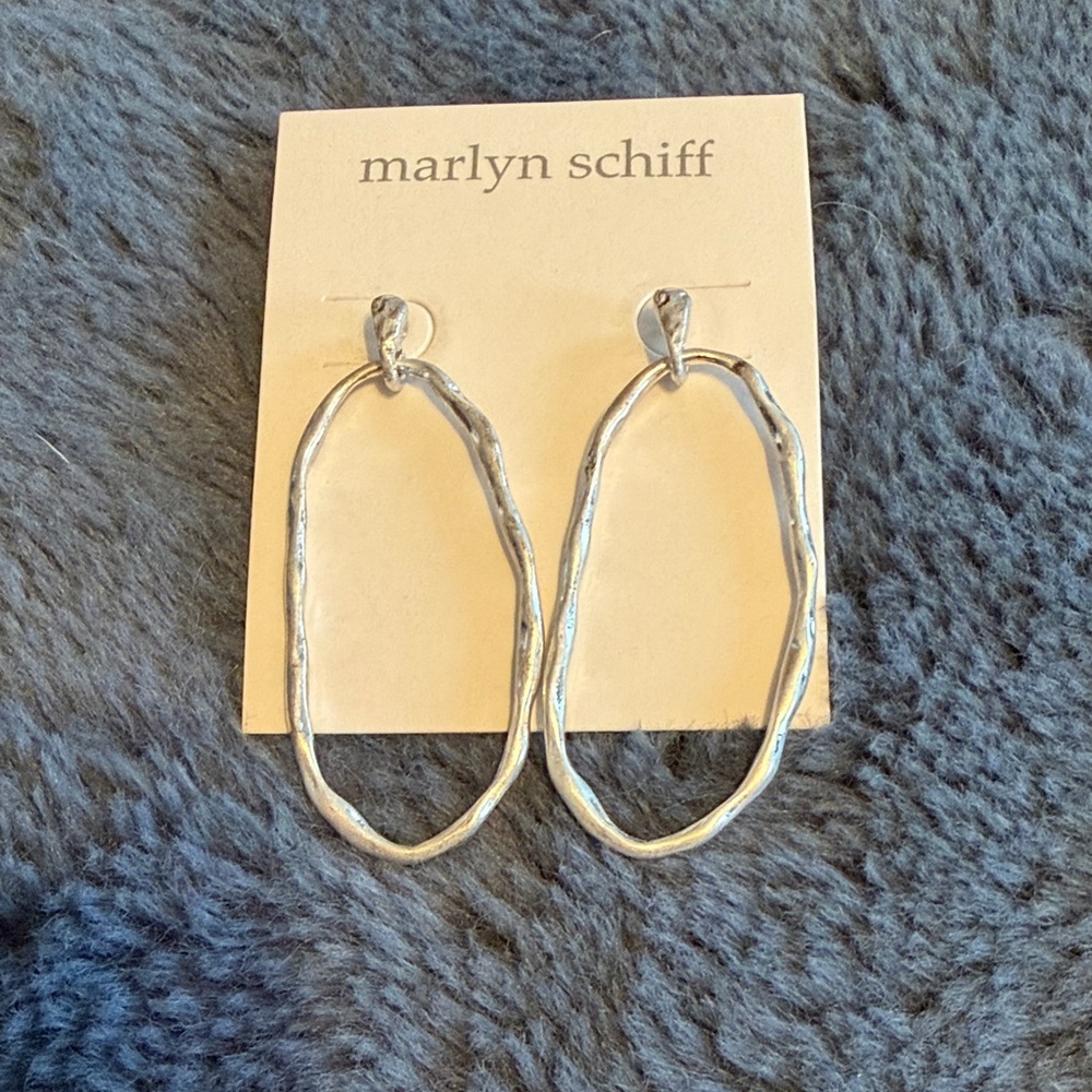 Marlyn Schiff Textured Silver Tone Oval Earrings